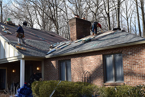 in progress roof replacement